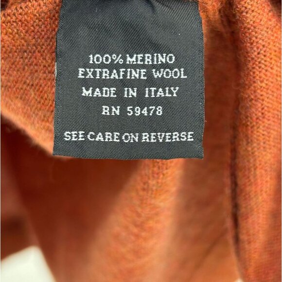 Mario Gilbert Mens  1/4 Zip Turtleneck Sweater Rust Size Large 💯 merino - Picture 7 of 11